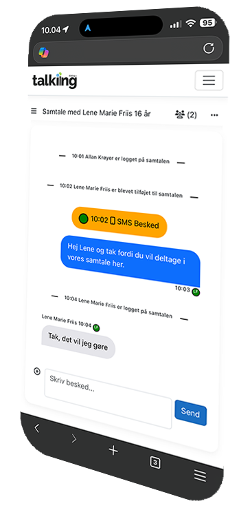 Brugerfladen på talkiing dialog vist på en Iphone